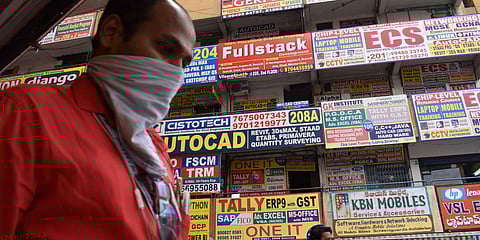 Busy Maitrivanam in Ameerpet area, popularly known as United States of Ameerpet, with many coaching centres now witnesses deserted look. (Photo| S Senbagapandiyan, EPS)