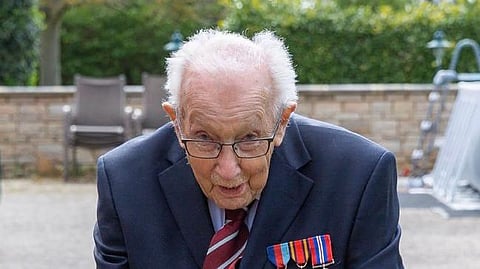 English World War II veteran Captain Tom Moore in his garden. (Photo| AFP)