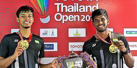 India's top men's doubles player Chirag Shetty with partner Satwiksairaj Rankireddy. (Photo | PTI)