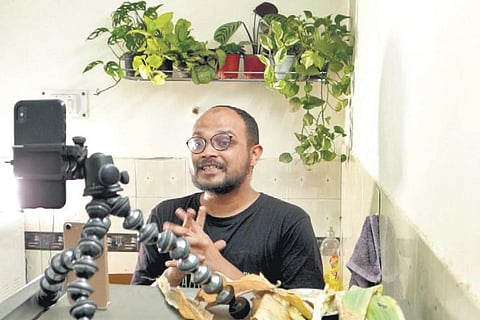 Snapshots of Lazy Gardener’s founder Vinayak Garg shooting for his daily 30-minute live sessions on his company’s YouTube channel