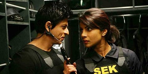 Bollywood actors Shah Rukh Khan and Priyanka Chopra