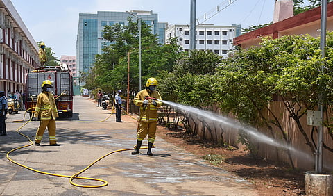 Sanitation workers preventing the spread of coronavirus.