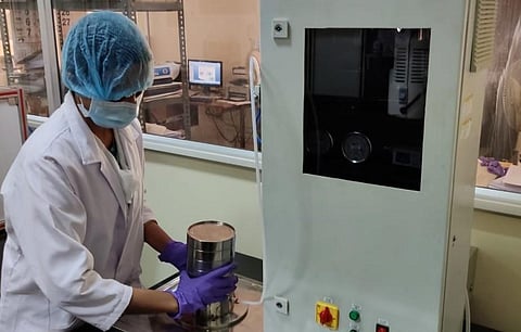 A technician working in the lab at SITRA in Coimbatore on Sunday. (Photo | EPS)