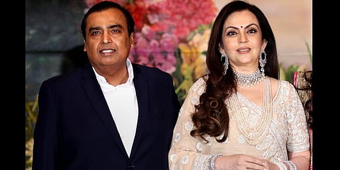 Reliance Industries Chairman Mukesh Ambani with his wife Nita Ambani. (Photo | PTI)