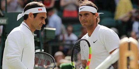 Tennis greats Roger Federer and Rafael Nadal (Photo | AP)
