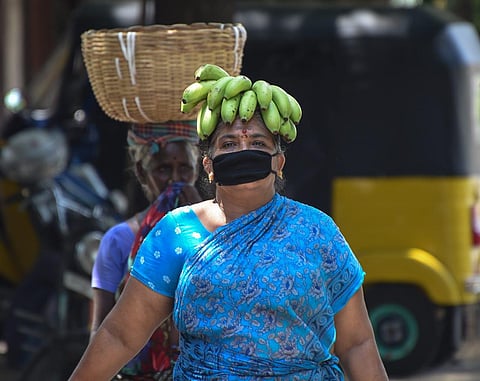 A woman wears masks for protection against COVID-19. (Photo| EPS/Ashok Kumar)