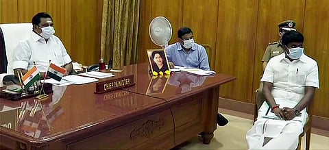 Tamil Nadu CM Edappadi Palaniswami attends video conference meeting of Chief Ministers of all States with PM Narendra Modi, on COVID-19 situation via video conference. (Photo| ANI)