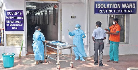 File picture of COVID-19 outpatients ward set up at Kilpauk Medical College Hospital in Chennai