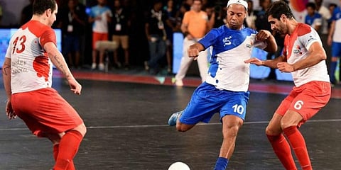 In 2016, India saw Premier Futsal, a private franchise-based competition, which featured former stars like Ronaldinho and Paul Scholes. (Photo | PTI)