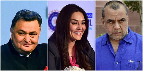 Bollywood actors Rishi kapoor (L), Preity Zinta and Paresh Rawal (R). (File photos| PTI)
