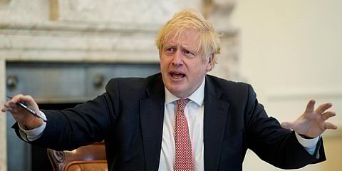 Prime Minister Boris Johnson chairs his first digital Cabinet meeting. (Photo| AP)