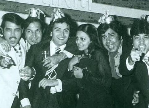 This picture of a young Rishi Kapoor with his co-stars was shared by film producer Ekta Kapoor on Twitter.