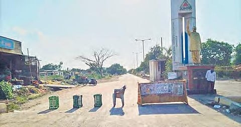 The barricaded entrance to the Industrial Growth Centre in Prakasam district | Express