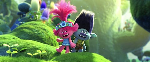 This image released by DreamWorks Animation shows characters Branch, voiced by Justin Timberlake, right, and Poppy, voiced by Anna Kendrick in a scene from 'Trolls World Tour.' (Photo | AP)