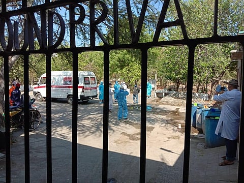 Chennai Corporation and Stanley Hospital Staff buried the 60-year-old man who died after getting tested positive for COVID19 at the Mottai Thottam Burial Ground bear Cemetery Road. (Photo | Express)