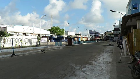 The church streets without any procession in Velankanni on Palm Sunday. (Photo | EPS)