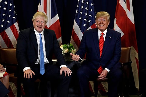 File photo of UK Prime Minister Boris Johnson (left) and US President Donald Trump (right) (Photo | AP)