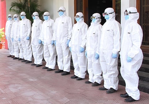 Healthcare workers wearning Personal Protective Equipment (Photo | Express) | Image used for representational purpose only