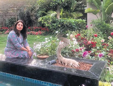 Sunaina Anand at her home garden that she has nurtured over the years