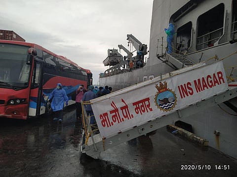 Indian Navy's INS Magar at Male port in Maldives (Photo | Express)