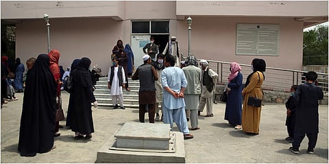 Families of newborn babies wait outside the Ataturk Children's Hospital to see their children, a day after they were rescued following a deadly attack on another maternity hospital, in Kabul, Afghanistan, Wednesday, May 13, 2020. (Photo | AP)