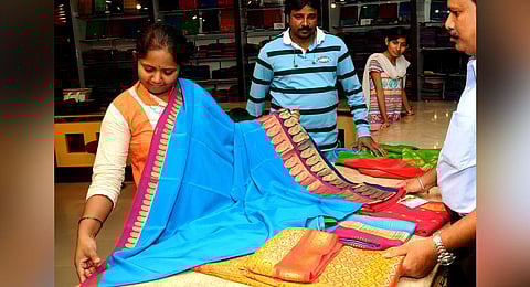 Sarees with mango design borders are quite popular. (File photo | Express)