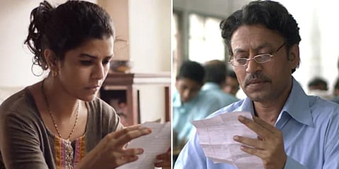 Bollywood actors Irrfan Khan and Nimrat Kaur in 'The Lunchbox'.