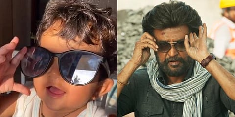 Actress Sameera Reddy's daughter Nyra and Rajinikanth (Photo | Instagram and YouTube)