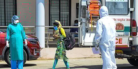 A suspected COVID-19 being shifted to the Rajendra Institute of Medical Science RIMS in Ranchi. (Photo | PTI)