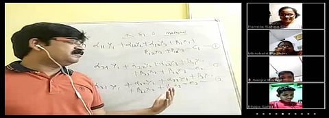 A faculty member of GMU taking an online class during lockdown. (Photo | Express)