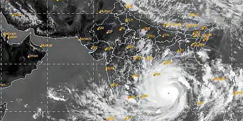 Satellite view of cyclone Amphan