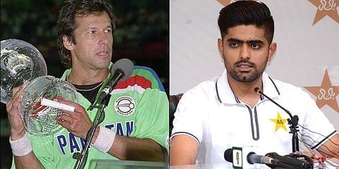 Pakistan great Imran Kahn(L) and current captain Babar Azam. (File Photos)