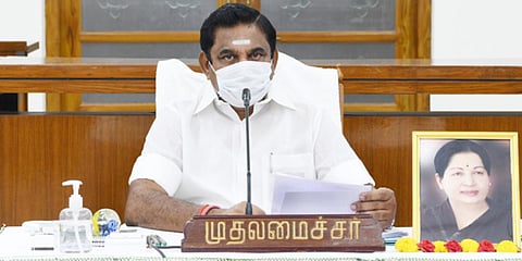 Tamil Nadu Chief Minister Edappadi Palaniswami holds a cabinet meeting in the state secretariat to review COVID-19 situation in the state. (Photo| Special Arrangement)