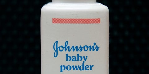 A bottle of Johnson's baby powder is displayed. (Photo | AP)
