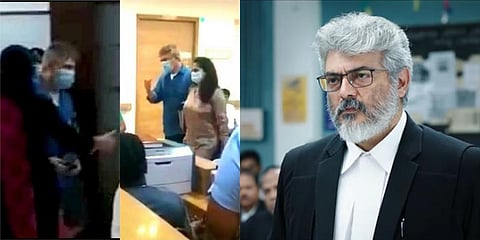 Kollywood actor Ajith with his wife Shalini at a hospital.