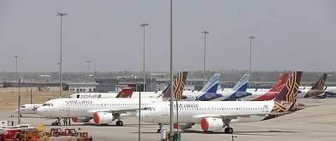 Aeroplanes parked at IGI Airport during the ongoing COVID-19 lockdown in New Delhi on Friday May 22 2020. (Photo | Shekhar Yadav/EPS)