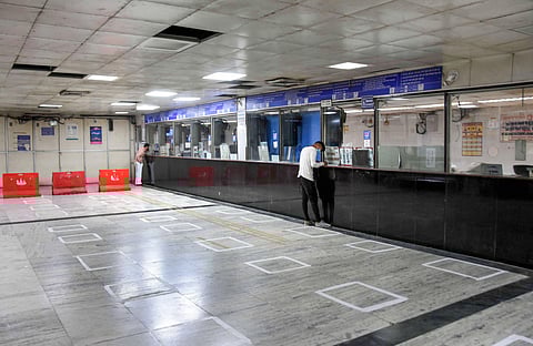 Railway ticket counters at Mumbai Central station wear a deserted look following its opening as part of a graded restoration of passenger railway services during the fourth phase of COVID-19 nationwide lockdown in Mumbai Friday May 22 2020. (Photo | PTI)