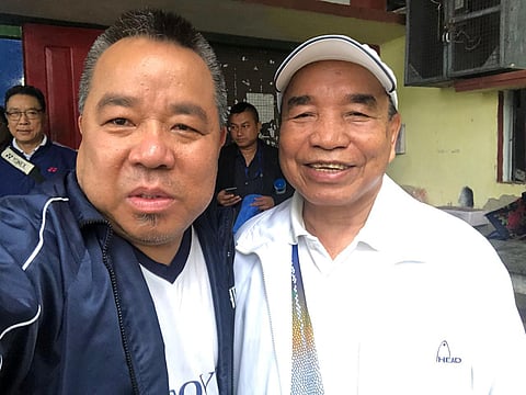 Sports minister Robert Royte and CM Zoramthanga after a badminton match (Photo | EPS)
