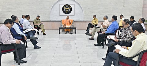 Yogi Adityanath at a meeting with officials (File Photo | Twitter)