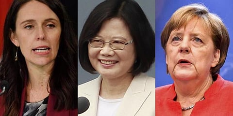 (From L-R): New Zealand PM Jacinda Ardern, Taiwan President Tsai Ing-wen, Germany Chancellor Angela Merkel