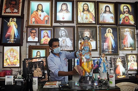 After 38 days, a Kochi native finally opens his shop. For many like him the financial repurcurssions of the lockdown will be felt for a very long time. (Photo | A Sanesh, EPS)