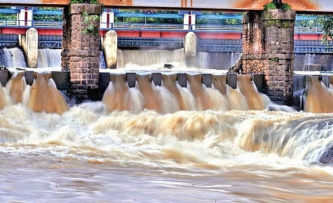 Heavy rainfall prompted authorities to raise shutters of the Aruvikkara dam. (Photo| Vincent Pulickal, EPS)