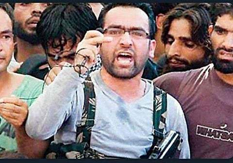 Top Hizbul commander Riyaz Naikoo was killed in an encounter in Jammu and Kashmir's Pulwama on Wednesday. (Photo | Twitter)