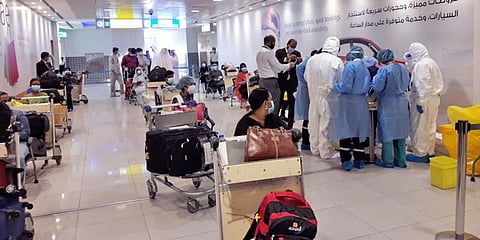 Indian nationals, all from Kerala are being brought back from Abu Dhabi under Vande Bharat Mission during coronavirus lockdown. (Photo| ANI)