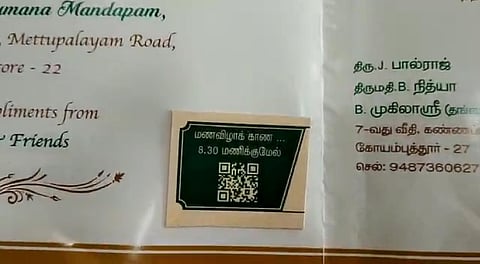 A wedding invite with QR. (Photo| EPS)