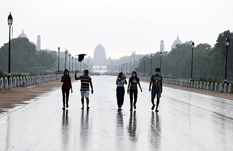 People seen wearing mask at Rajpath, New Delhi. (Photo | Parveen Negi, EPS)