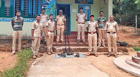 A gang of hunters recently fired on forest staffers in Katinkaaru village near Sharavathi Sanctuary in Sagar taluk, leaving one official injured. | EXPRESS