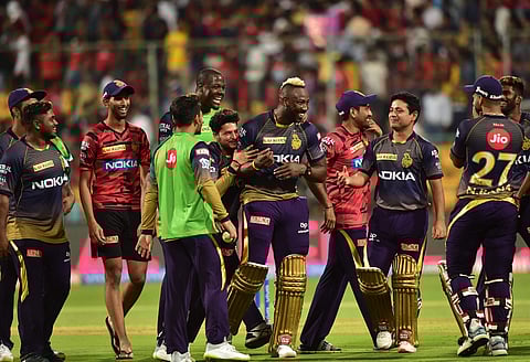 KKR players after an IPL fixture last season. (Photo | PTI)