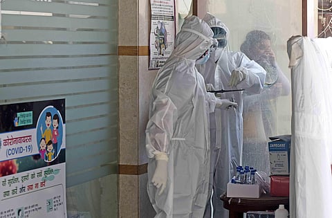 Swab test conducted at a COVID-19 testing center in New Delhi. (Photo | Parveen Negi, EPS)