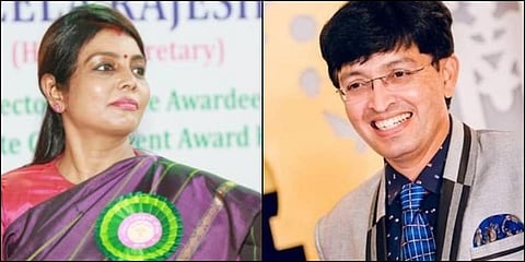 Beela Rajesh (left) was replaced by J Radhakrishnan (right) as Tamil Nadu's new health secretary (Photos | Twitter)